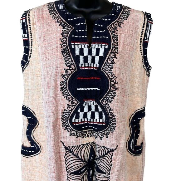 Embroidered woven ethnic boho tunic kaftan dress - Picture 2 of 11